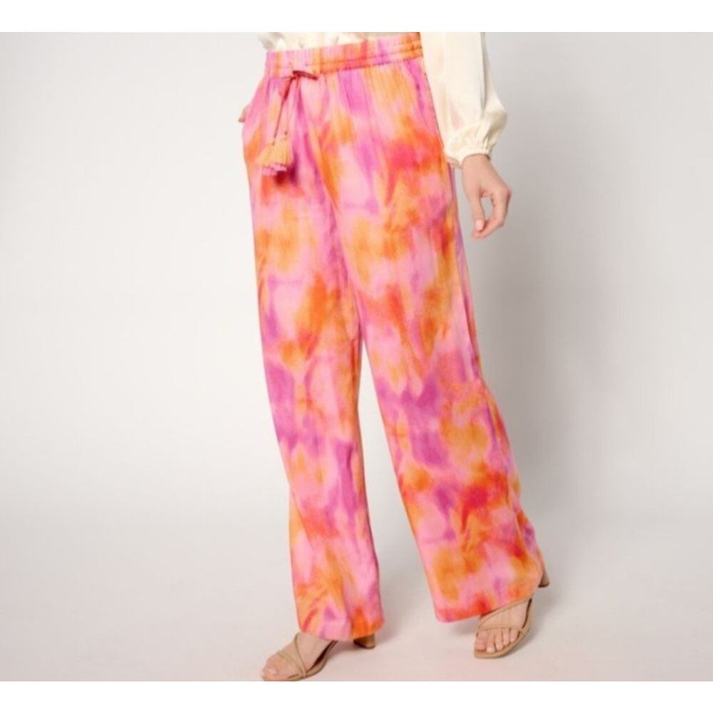 Beautiful Size M Pink Tie Dye Tassel Pull On Pant A647925 NWOT